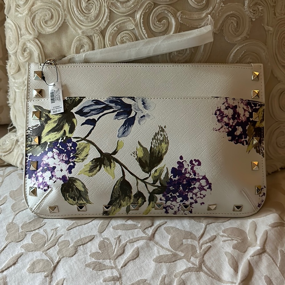 White House Black Market floral clutch purse